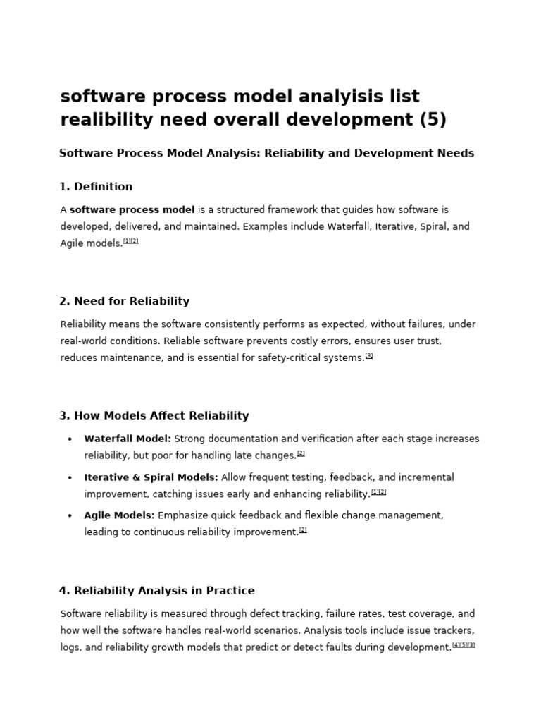 Software Process Models and Reliability | PDF