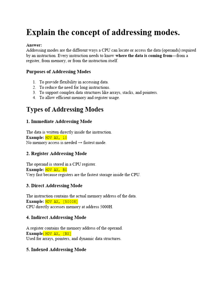 Understanding Addressing Modes in CPUs | PDF