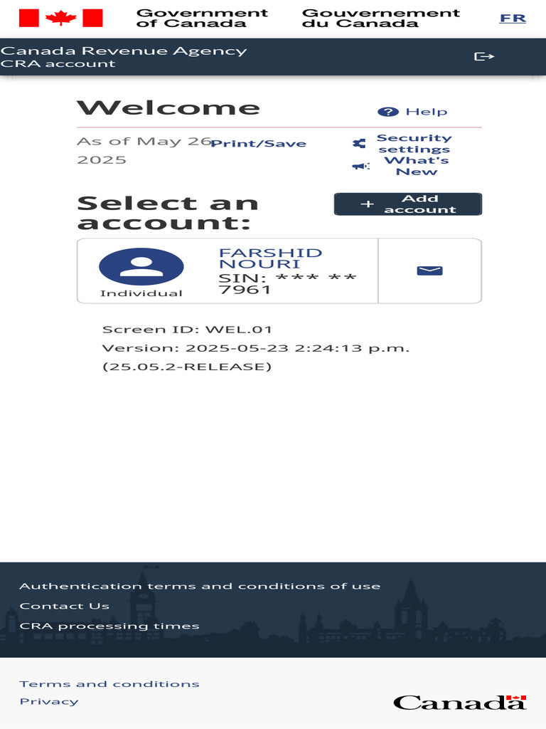 CRA Account Authentication Terms | PDF