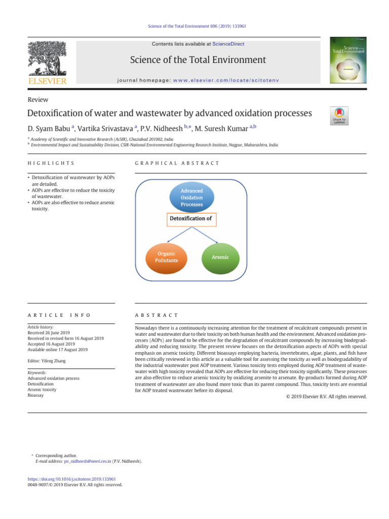 AOPs for Wastewater Detoxification | PDF | Hydrogen Peroxide | Ozone