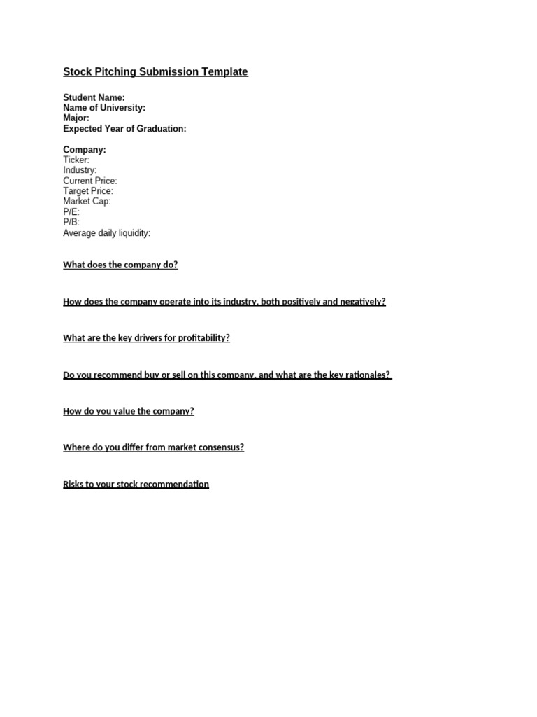 2025 Stock Pitch Template | PDF