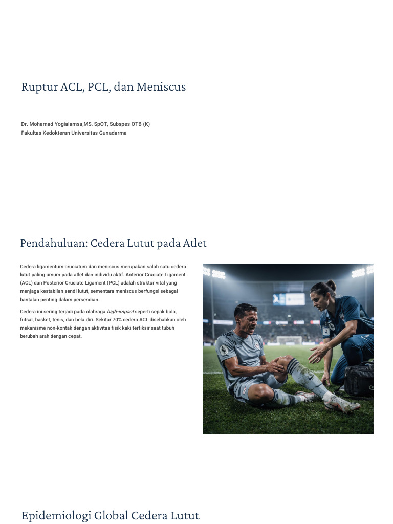 Cedera ACL, PCL, dan Meniscus pada Atlet | PDF