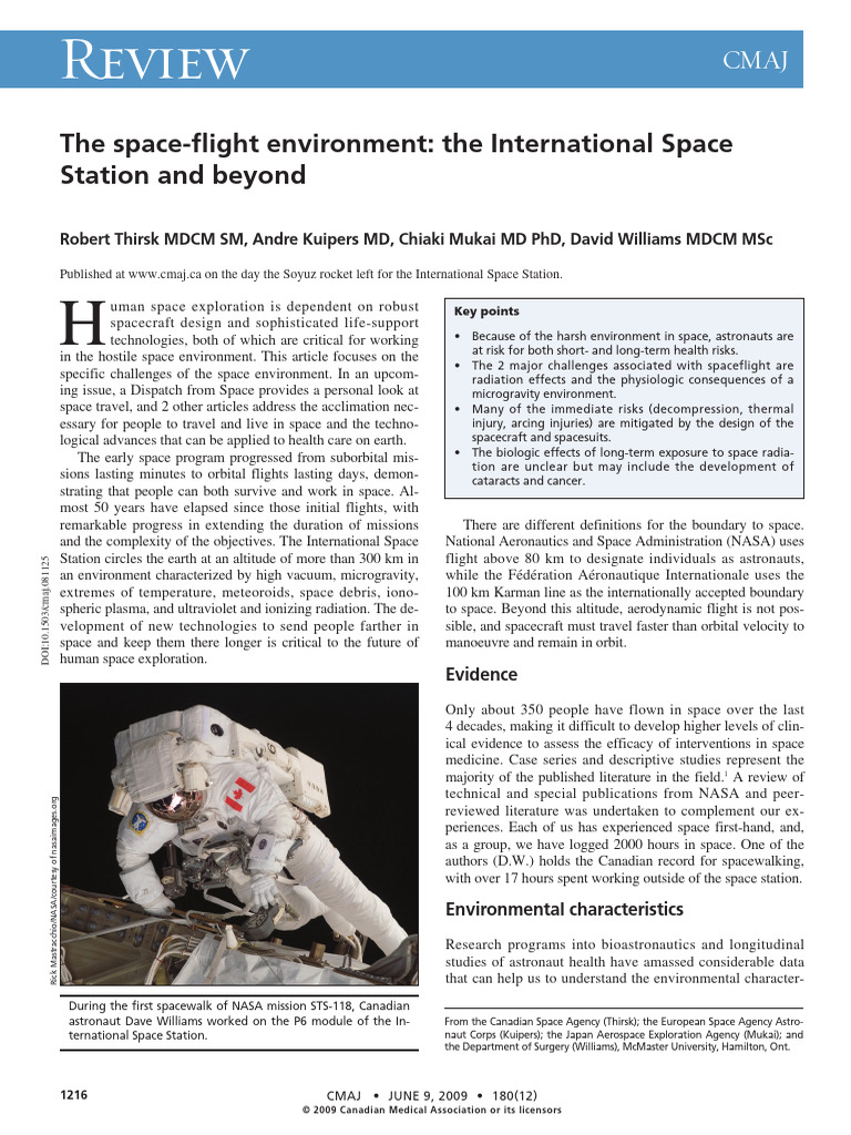 Challenges of Space Environment for Astronauts | PDF | Outer Space ...