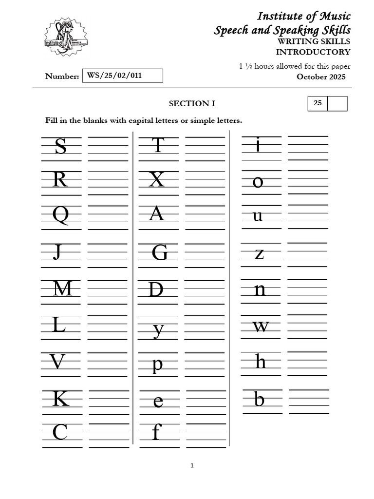 Music Institute Writing Skills Test | PDF | Chess | Chess Theory
