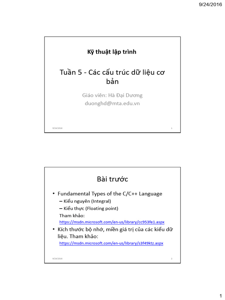 Tuan 05 Cau Truc Du Lieu Co Ban | PDF