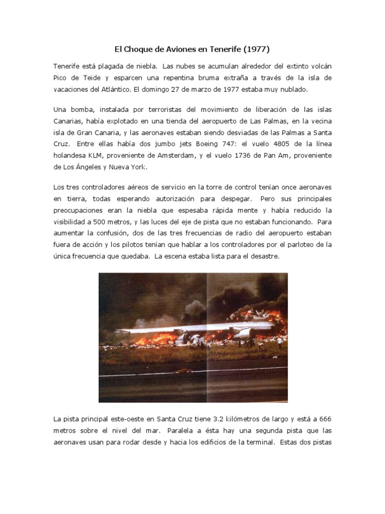 El Choque de Aviones en Tenerife 1977 PDF Boeing Industrias