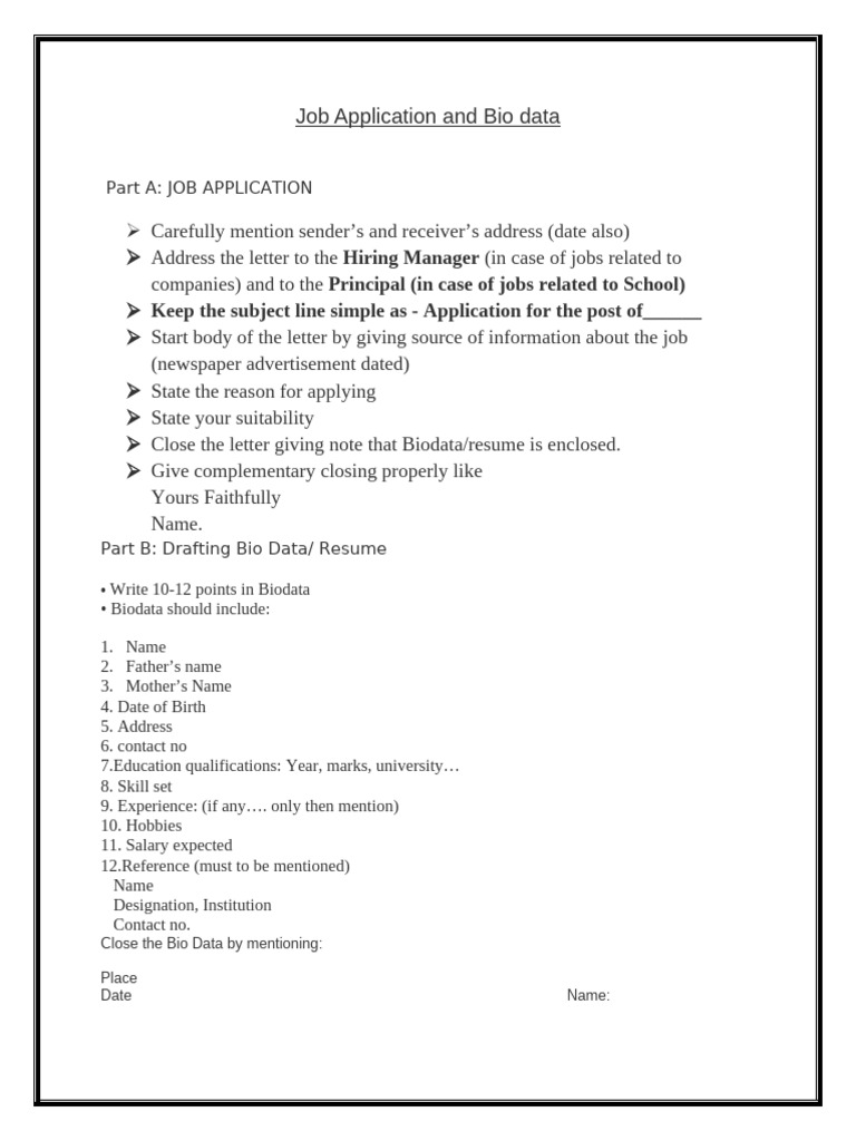 Job Application and Bio Data Guide | PDF | Chess Theory | Chess