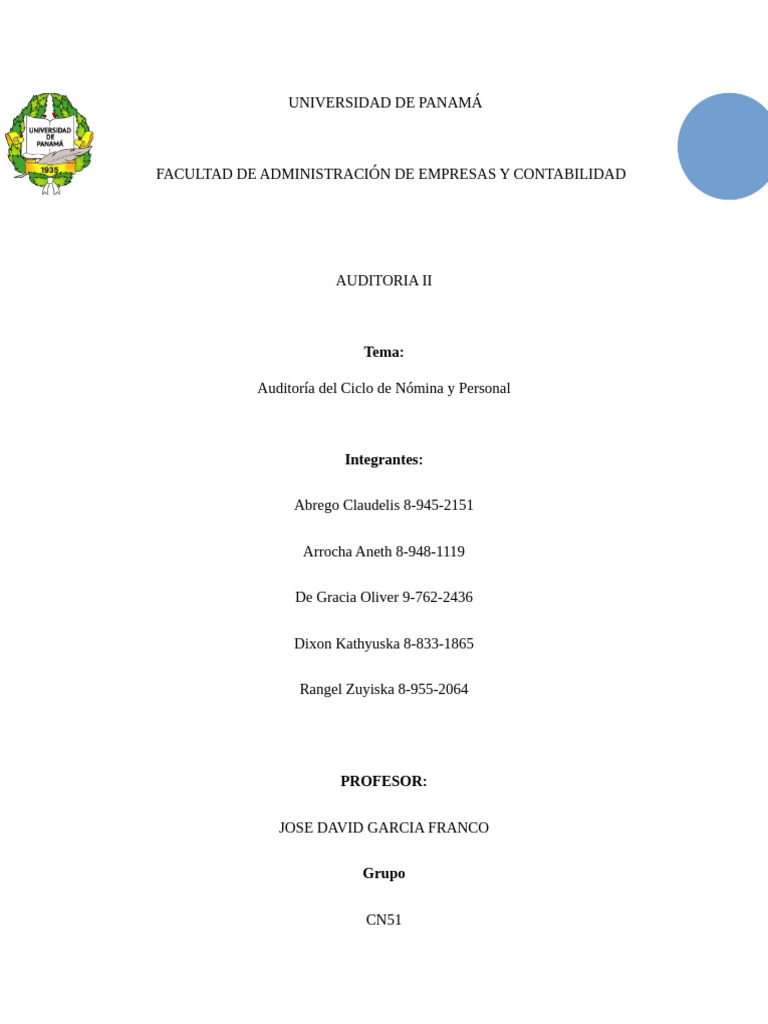 Auditoría del Ciclo de Nómina y Personal | PDF | Cheque de pago | Auditoría