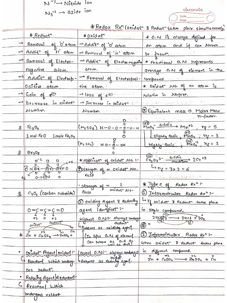 Redox Short Notes | PDF
