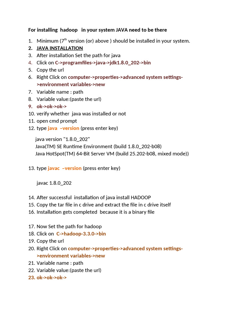 Install Hadoop with Java Setup Guide | PDF | Java (Programming Language ...