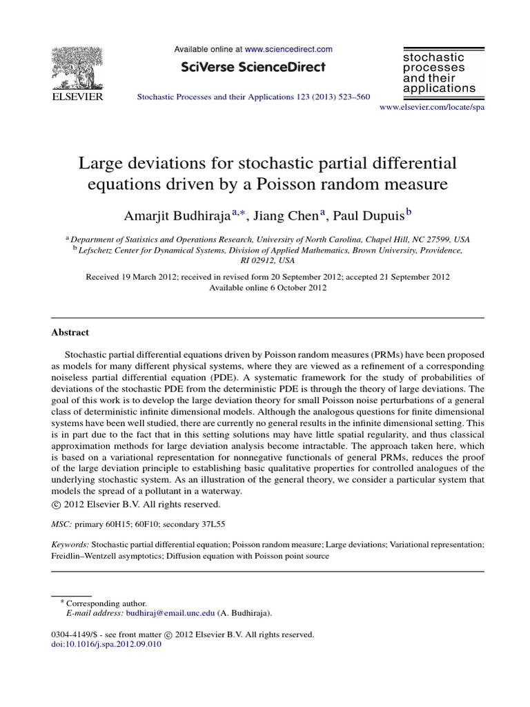 Large Deviations in Stochastic PDEs | PDF | Hilbert Space | Stochastic ...