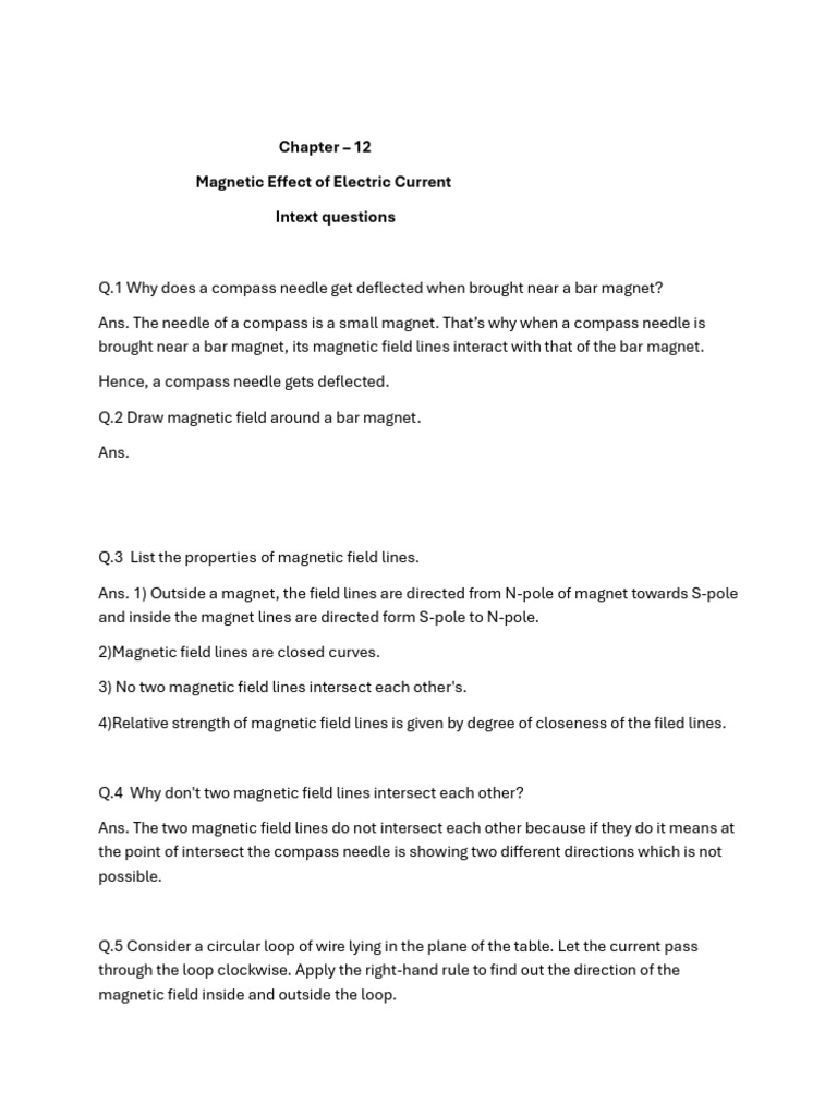 Magnetic Effects of Electric Current Explained | PDF | Magnetic Field ...