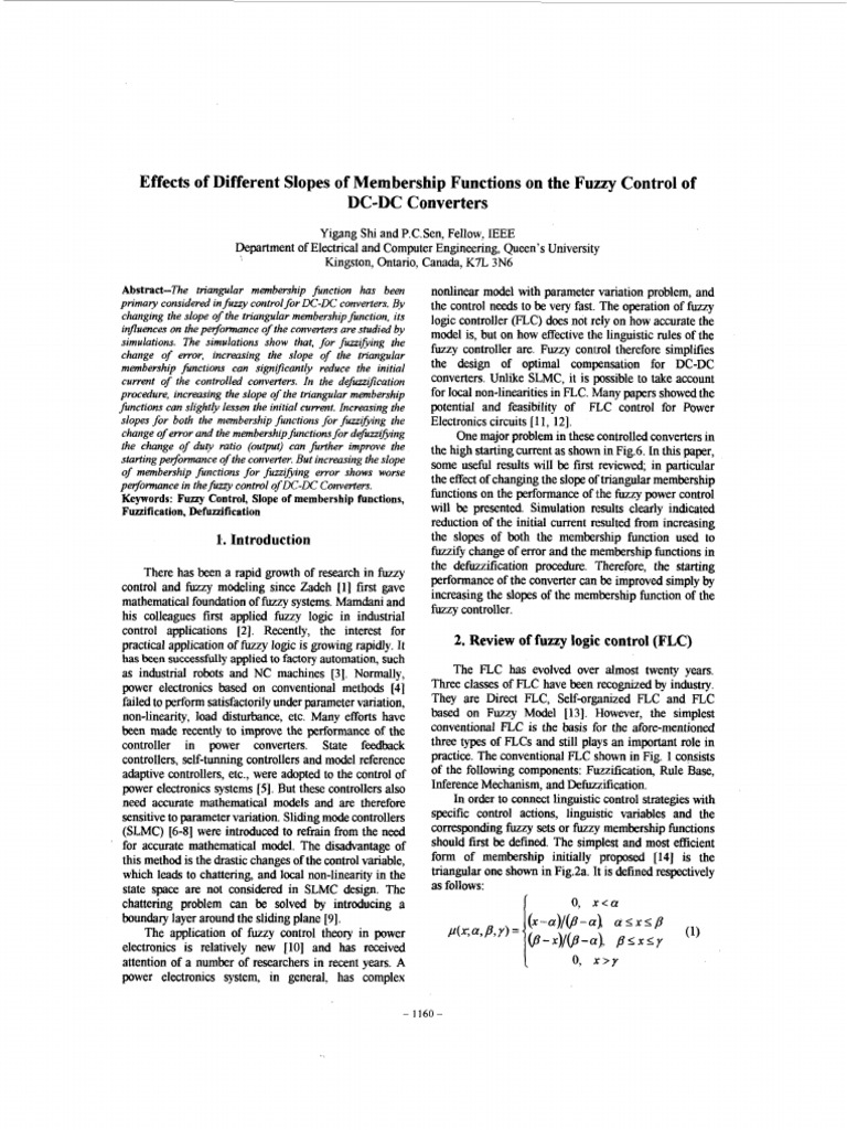 Impact of Membership Function Slopes on Fuzzy DC-DC Control | PDF ...