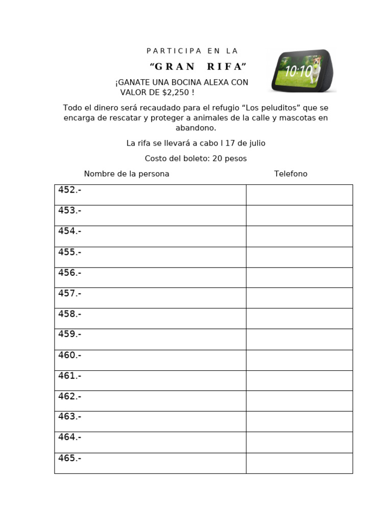 Copia de Rifa 1 | PDF