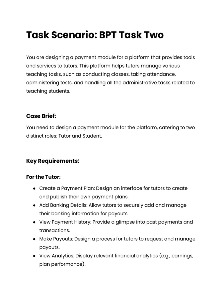 Task Scenario - BPT Task Two | PDF