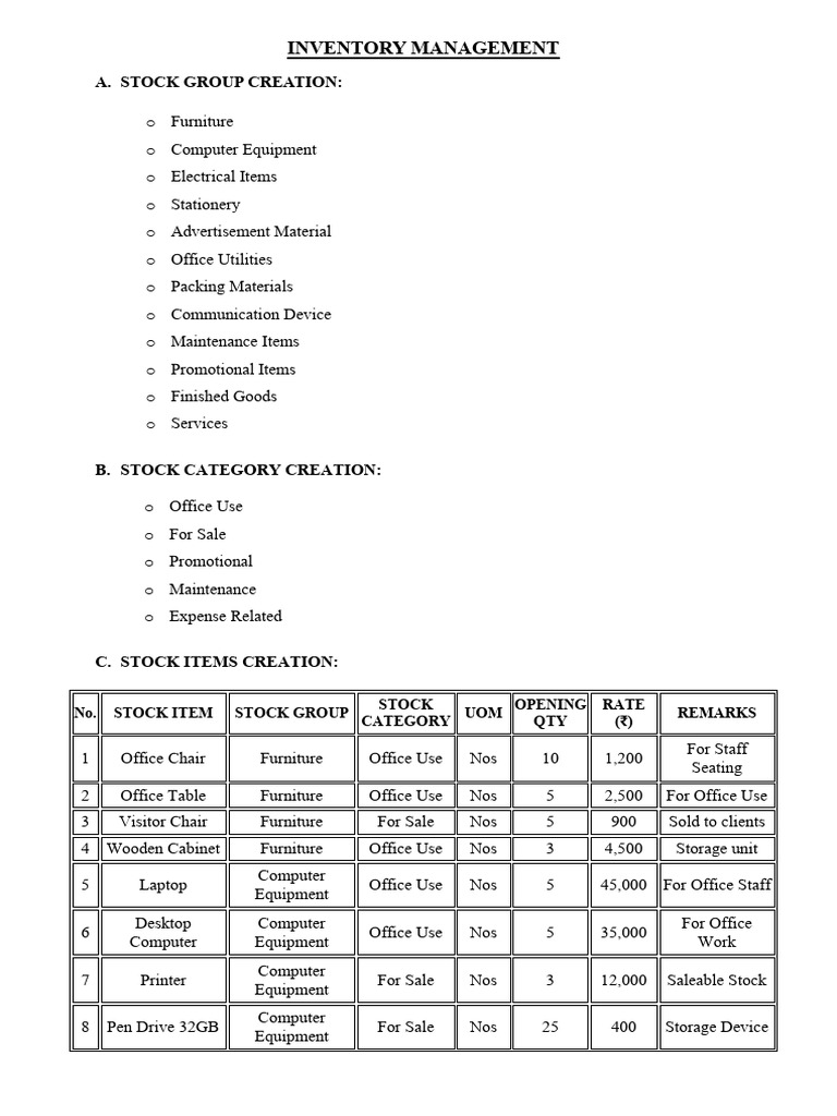 Inventory Management Stock Categories Guide | PDF | Computing | Office ...