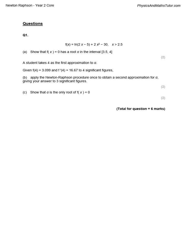 Newton-Raphson Method Questions | PDF