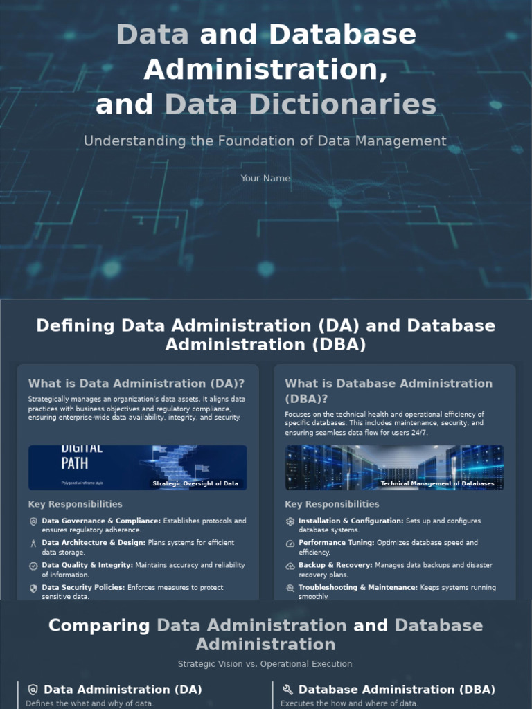 Data and Database Administration, And Data Dictionaries__Learning ...