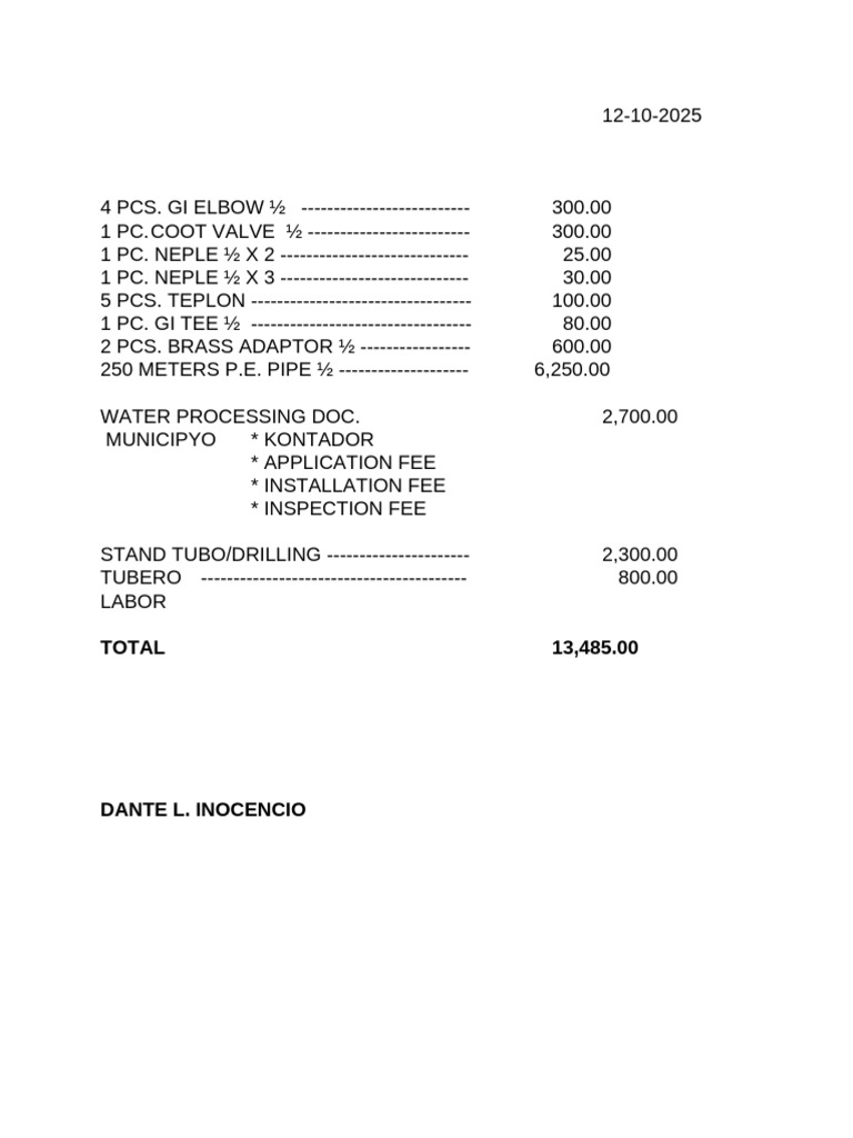 Water Processing Equipment Invoice | PDF
