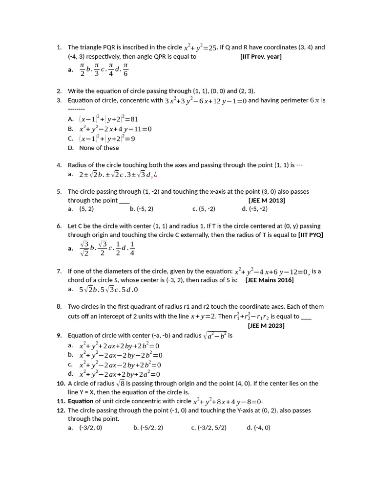 Circle Geometry Problems and Solutions | PDF
