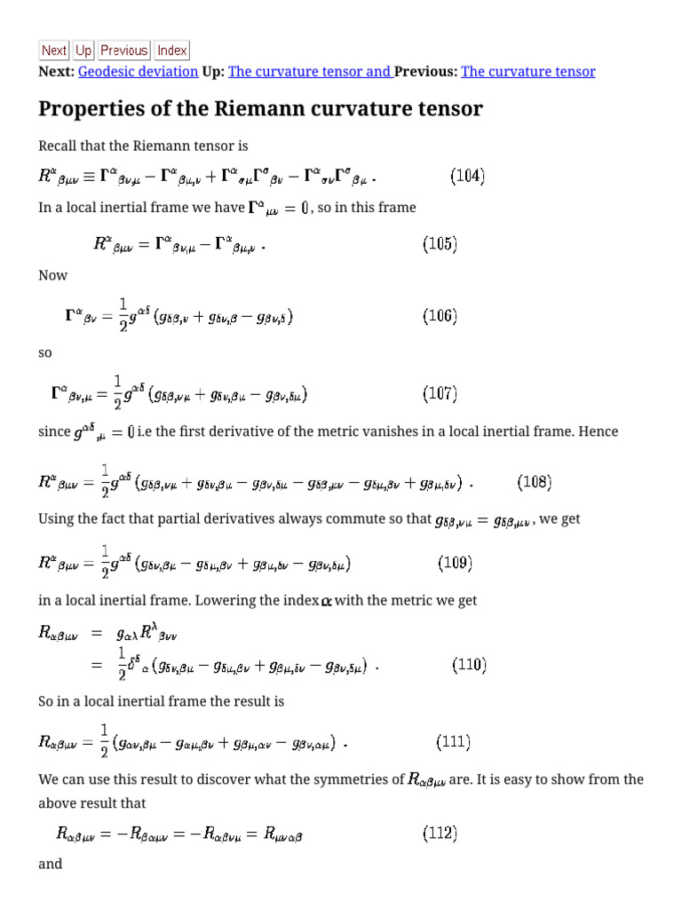 Riemann Curvature Tensor Properties | PDF