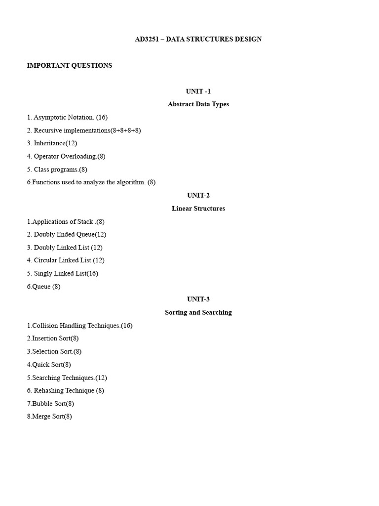 Data Structures Design Overview | PDF | Class (Computer Programming ...
