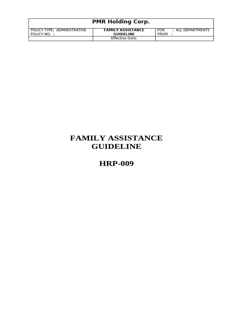 Family Assistance Guideline (With Amount) | PDF | Employment | Policy