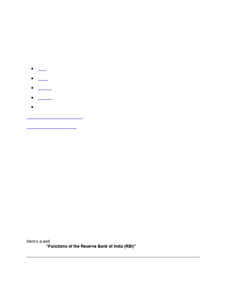 RBI Functions and Recent Initiatives Explained | PDF | Reserve Bank Of ...