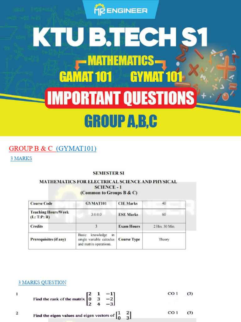 S1 MATHS IMPORTANT QUESTIONS MR ENGINEER | PDF