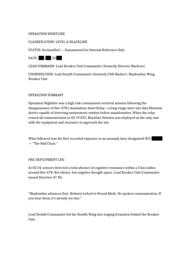 Operation Nightline Blackline | PDF