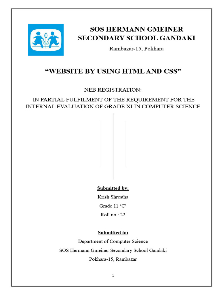 HTML and CSS Website Project Report | PDF