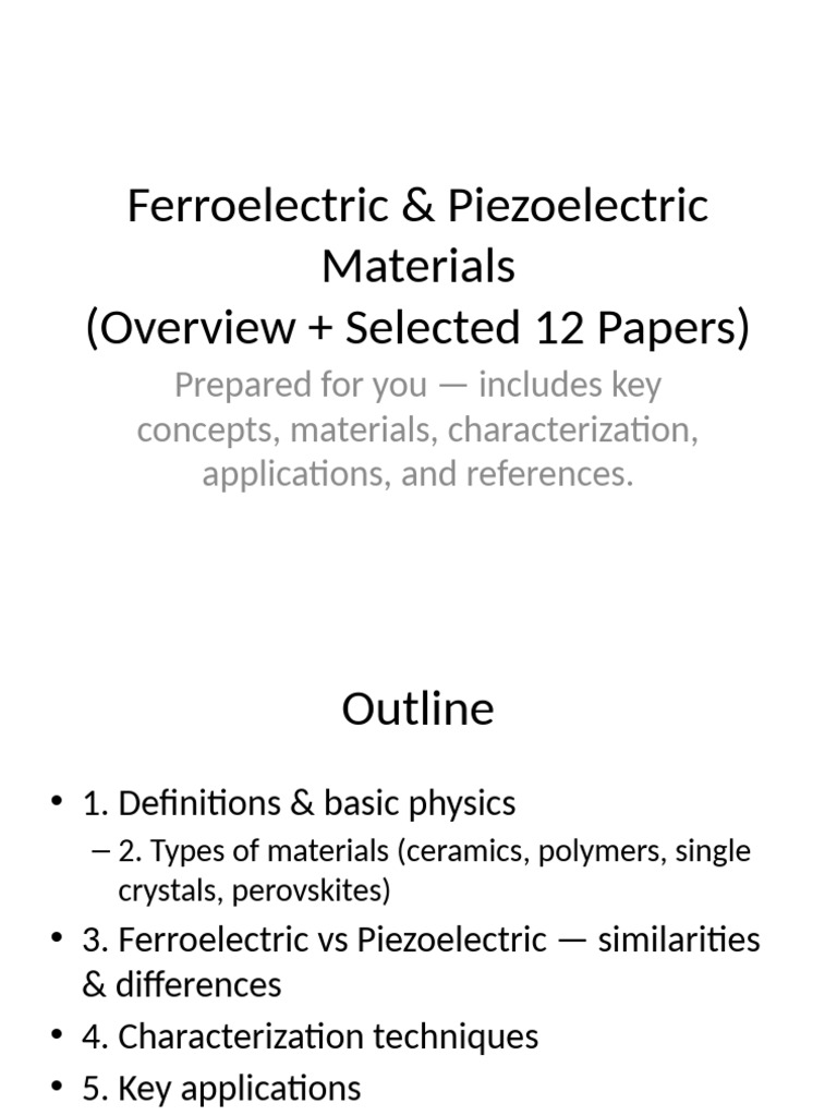 Ferroelectric & Piezoelectric Materials Guide | PDF | Piezoelectricity ...