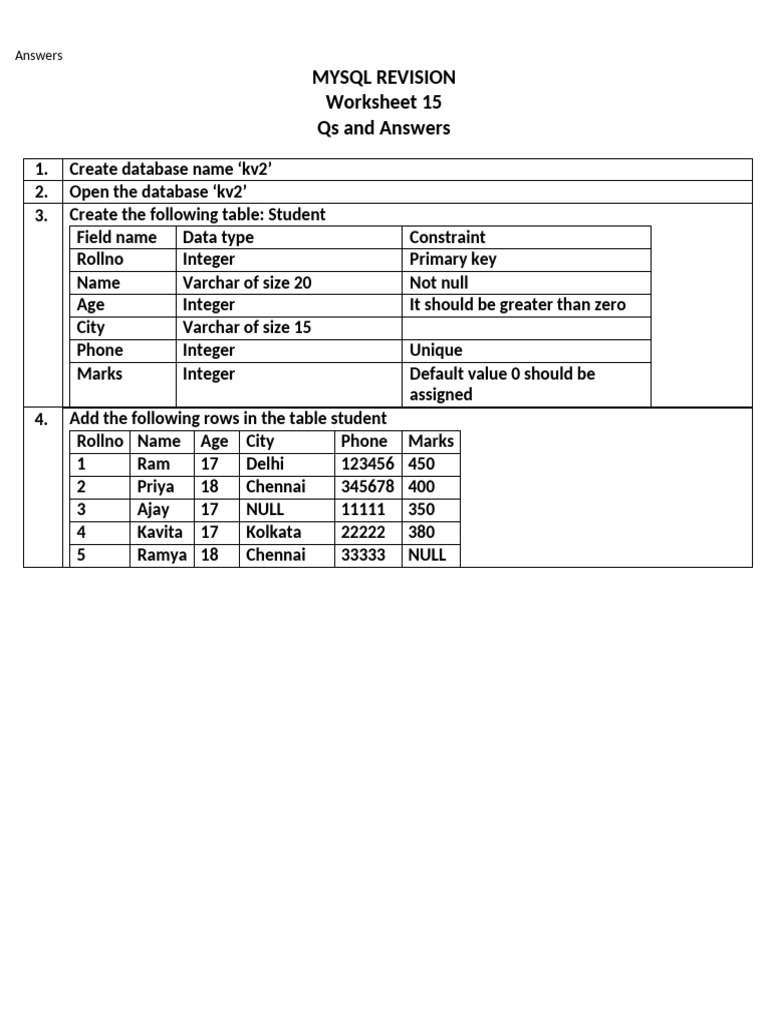 MySQL Student Database Queries Guide | PDF | Data Model | Databases