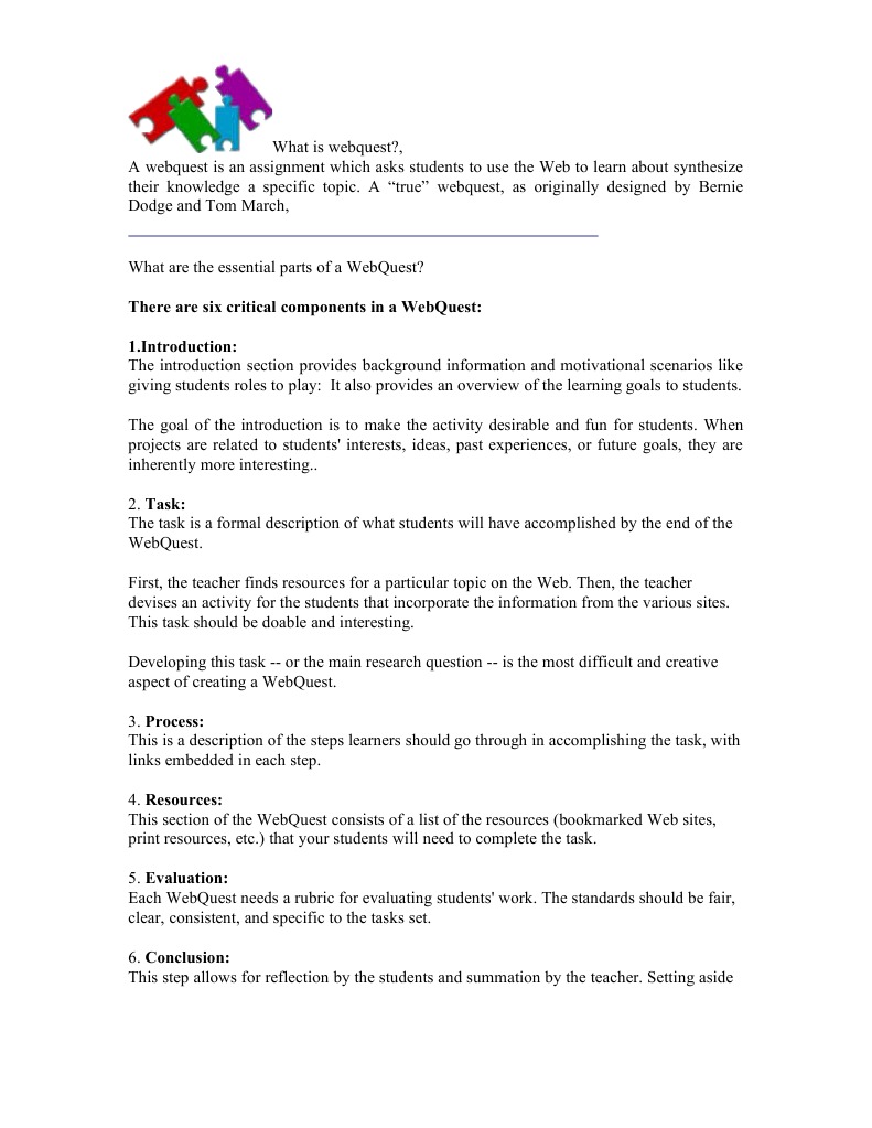 Essential Components of a WebQuest | PDF