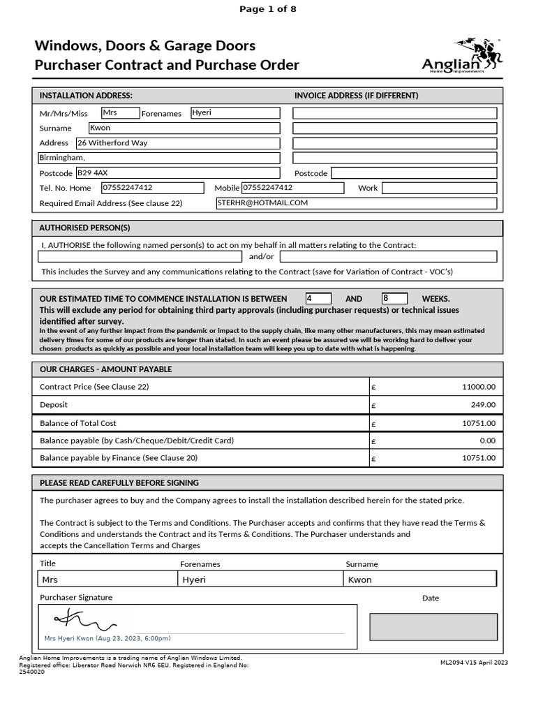 Windows and Doors Purchase Contract | PDF | Window | Alternative ...