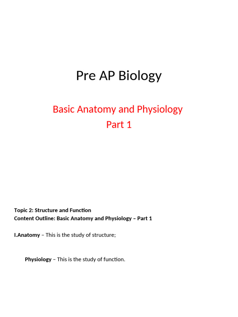 Anatomy and Physiology Basics | PDF | Tissue (Biology) | Connective Tissue