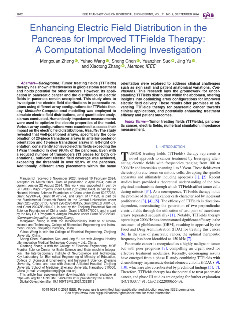 Enhancing Electric Field Distribution in The Pancreas For Improved ...