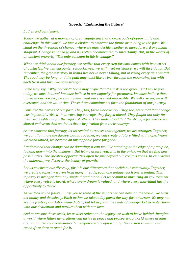 Embracing Change for a Brighter Future | PDF | Metaphor | Psychological ...