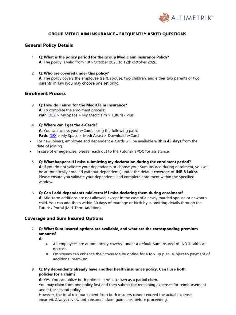 Group Mediclaim Insurance FAQs Guide | PDF | Insurance | Life Insurance