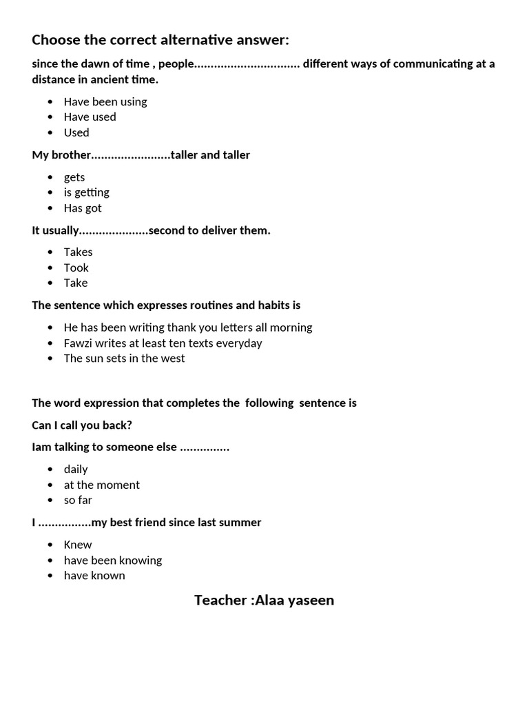 Choose The Correct Alternative Answer | PDF