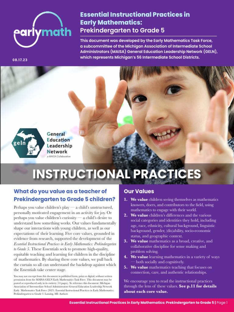 Essential Early Math Practices K-5 Guide | PDF | Learning | Thought
