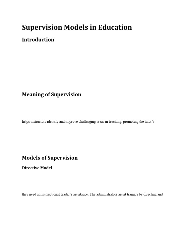 Education Supervision Models Explained | PDF | Teachers | Thought