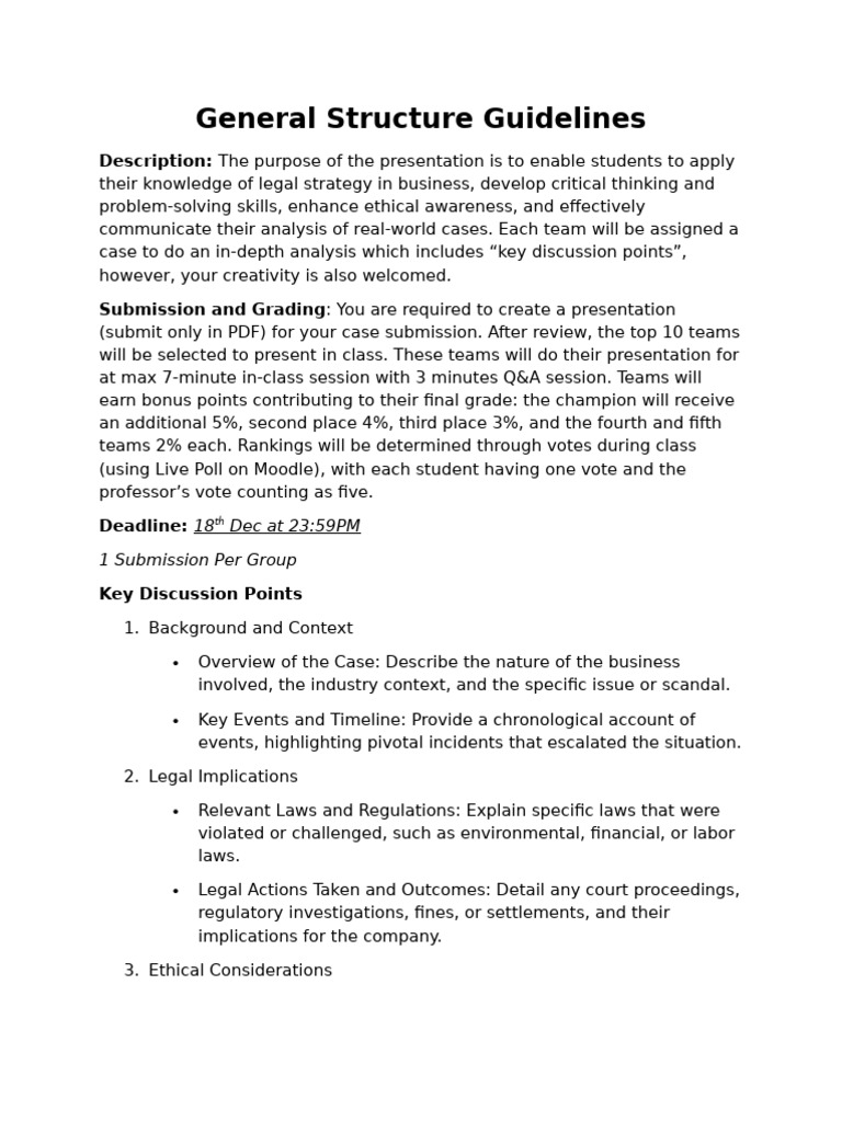 Legal Case Analysis Presentation Guide | PDF | Evaluation | Business