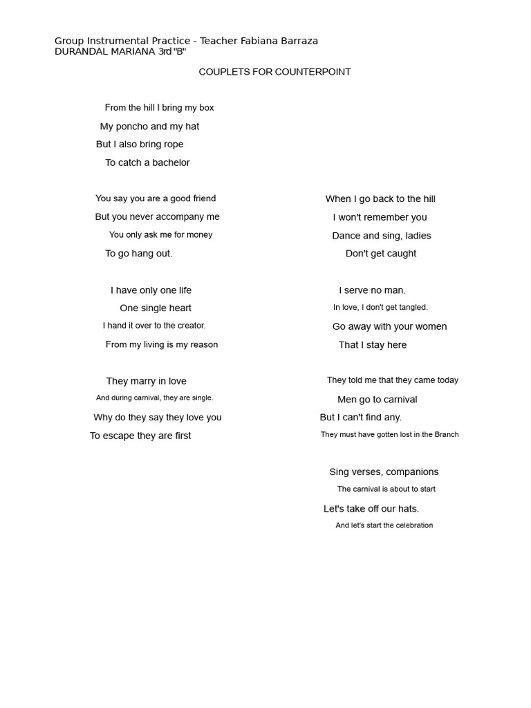 Verses for Counterpoint | PDF