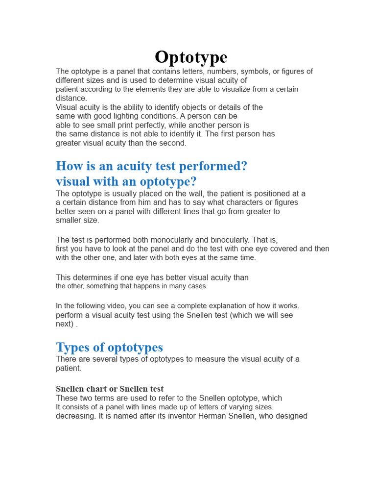 Understanding Optotypes for Visual Acuity | PDF | Visual Acuity ...