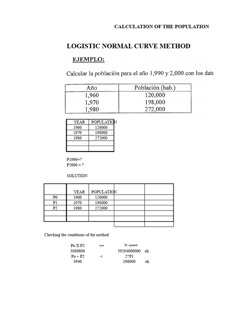 Population Forecast Using Logistic Curve | PDF