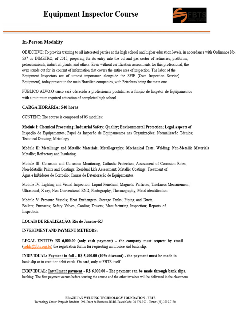 Equipment Inspector Training Course | PDF | Payments | Corrosion