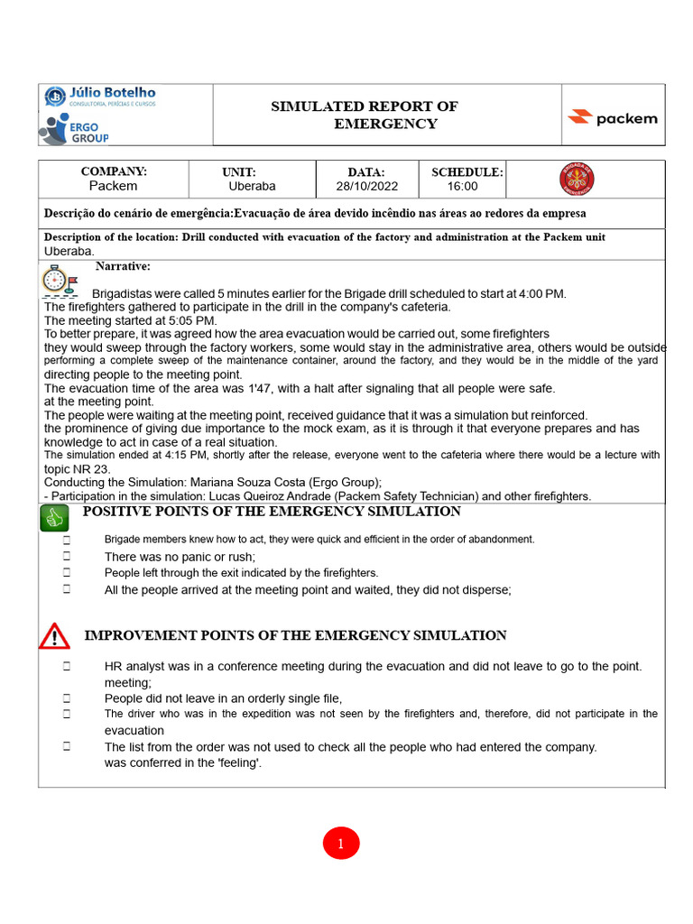 Evacuation Drill Report 10-28-22 | PDF