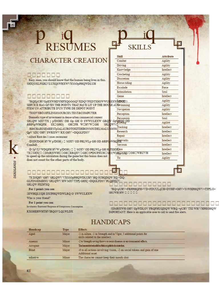 Character Skills and Attributes Guide | PDF
