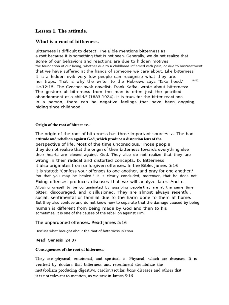 Understanding the Root of Bitterness | PDF | Forgiveness | Salvation